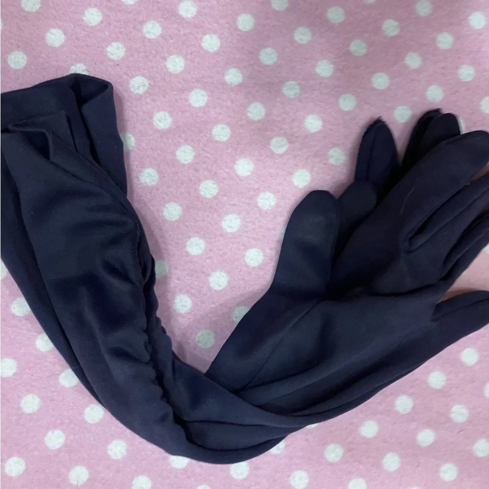 Vintage Ruched Gloves navy blue